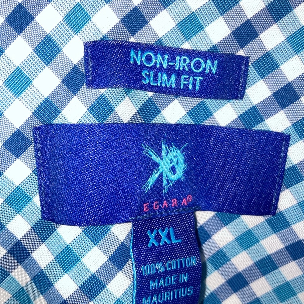 XXL men’s blue checkered button down shirt